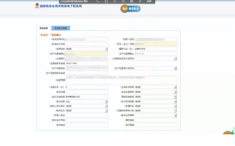 部分信息會自動提取到工商的信息,紅色星號為必填項需要補充完整。